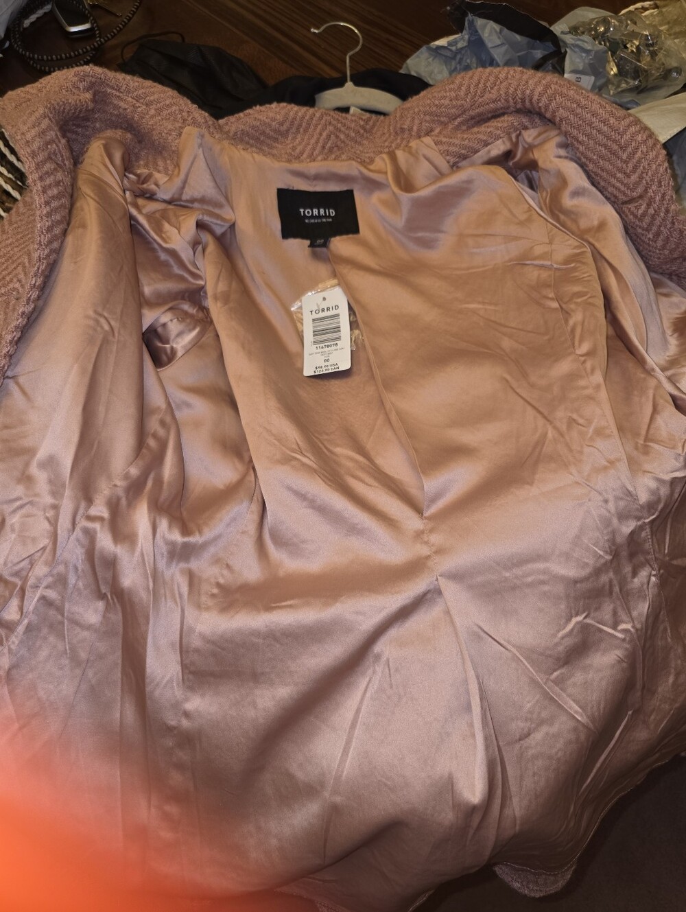 torrid Dusty Rose Double-Breasted Peplum Pea Coat - Picture 6 of 7